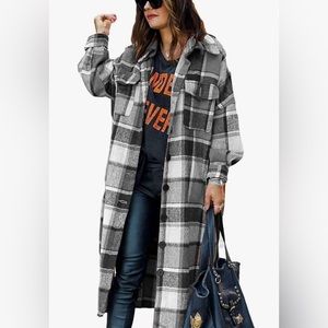 Oversized midi shirt dress wool coat
